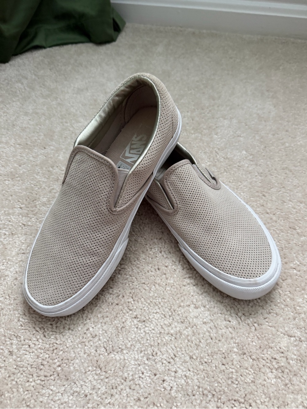 Vans Beige Perforated Slip-On Sneakers